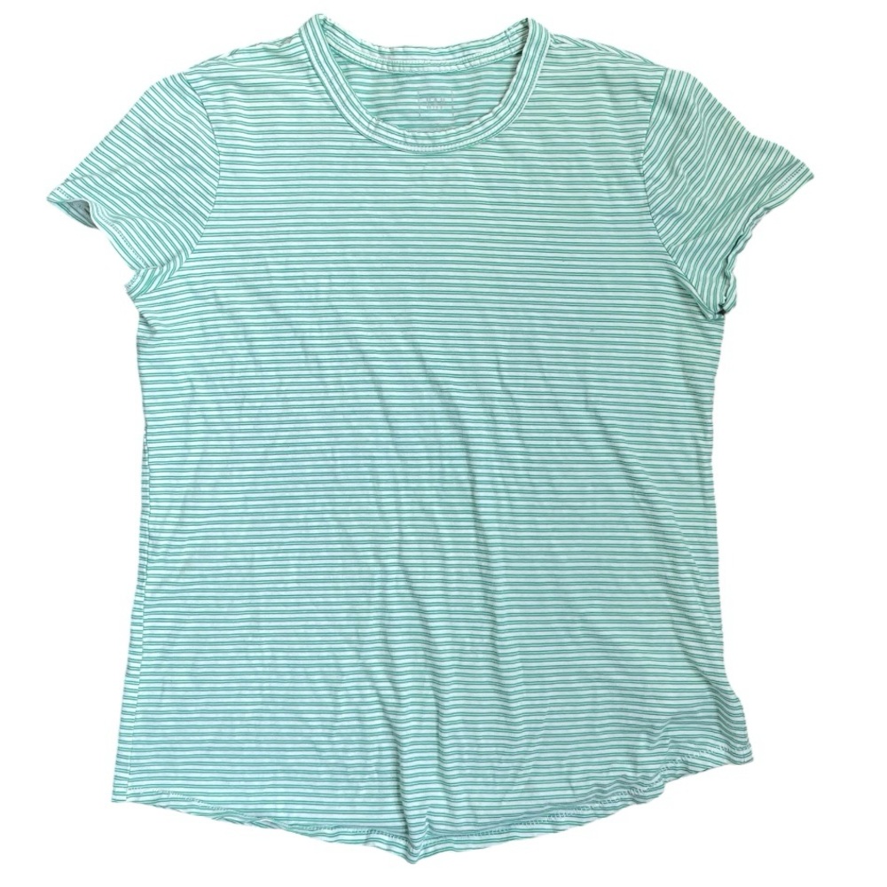 gap green and white striped single stitch tee! xs